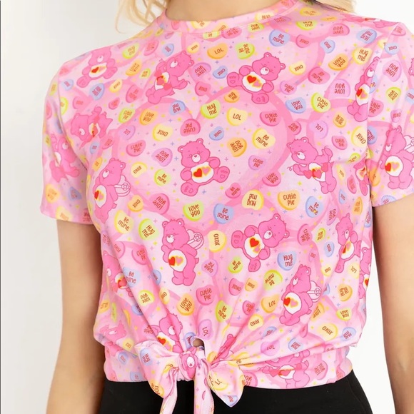 Blackmilk ‘Care Bears Candy Hearts Tie Front Tee’ Size Small S NWT - Picture 4 of 10